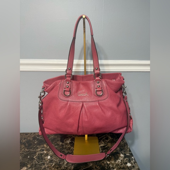 💕 Coach Ashley Pink Leather Satchel | Crossbody + Shoulder - Picture 4 of 15